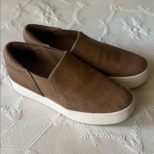 Vince Textured Brown Slip-On Loafers